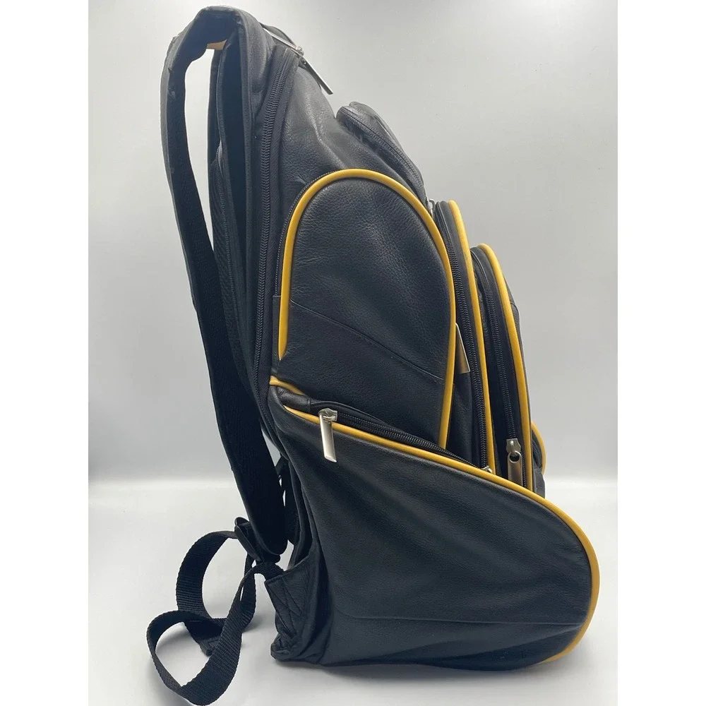 Pac-Man Namco Bandai Games Black Leather Backpack Yellow Trim Retro Gaming